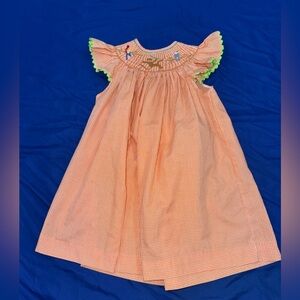 Smocked Dress 12 months Mom&Me Safari Orange Like New
